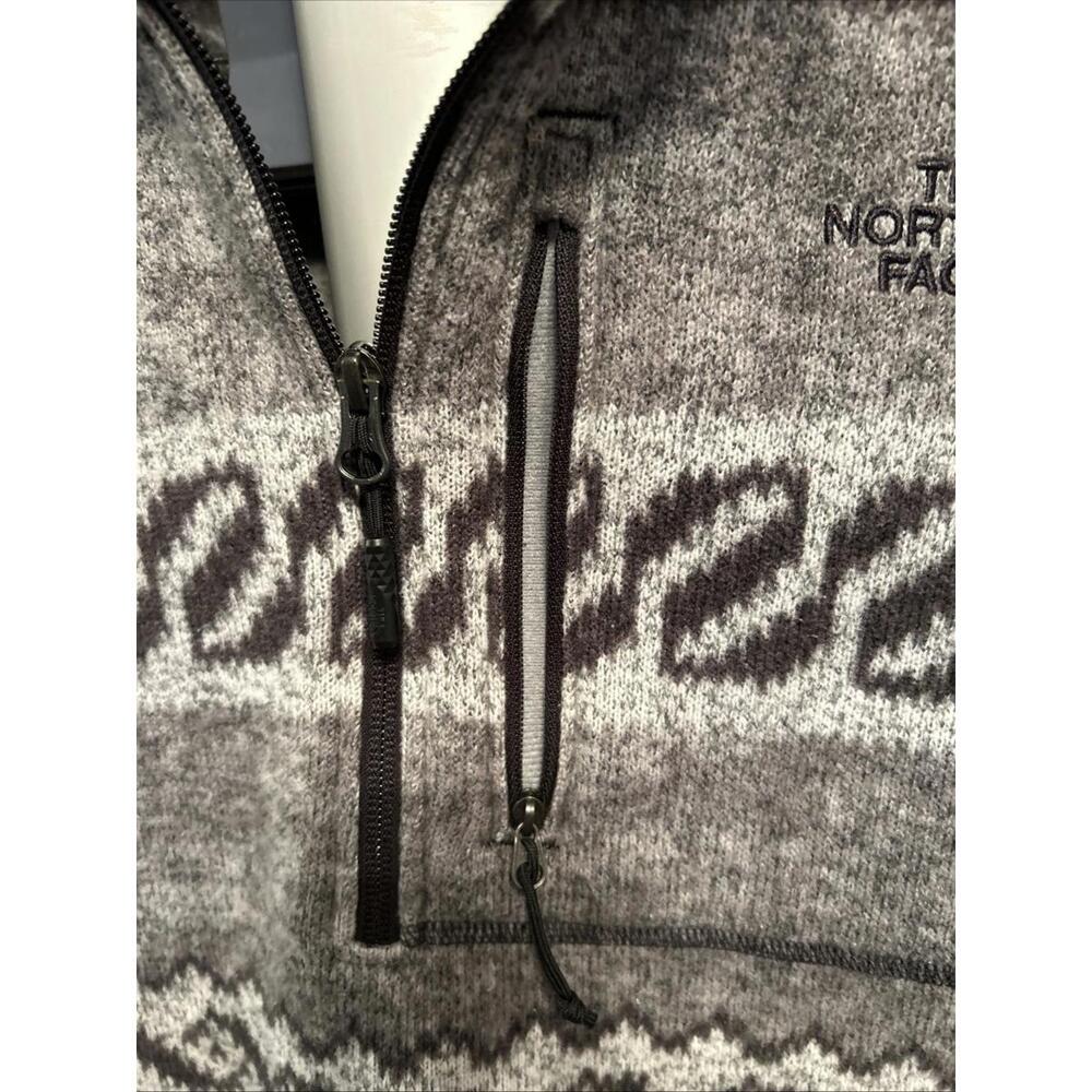 The North Face Men's Gray Aztec Tribal 1/4 Zip Fleece Pullover Sweater Top Sz L - Picture 3 of 7